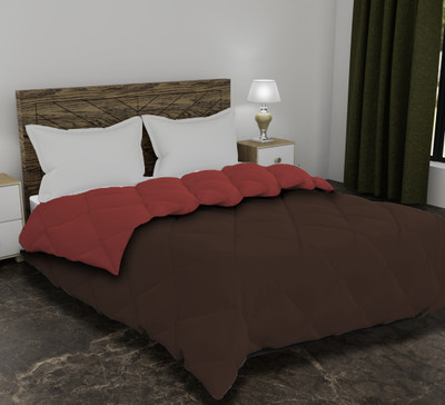 AJISH Solid Double Comforter for  Heavy Winter(Polyester, Brown-Red)