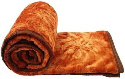 Convalexa Floral Double Mink Blanket for  Heavy Winter(Microfiber, Golden)