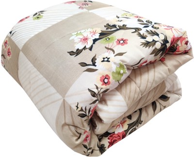 TexKing Printed Double Comforter for  AC Room(Cotton, LightBrown Cream, Reversible Double Bed AC Comforter-Vacuum Packed)