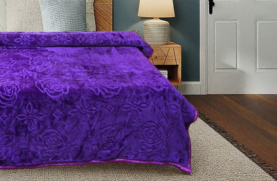 Yati Gallerie Floral Double Mink Blanket for  Heavy Winter(Fur, Purple)