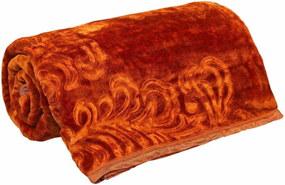 AARADHAYA Floral Single Mink Blanket for  Heavy Winter(Polyester, Rust)