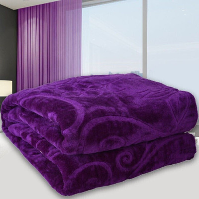 Convalexa Floral Double Mink Blanket for  Mild Winter(Polyester, Purple)