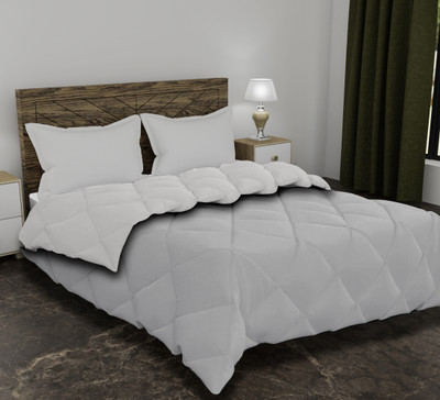 AJISH Solid Double Comforter for  Heavy Winter(Polyester, White)