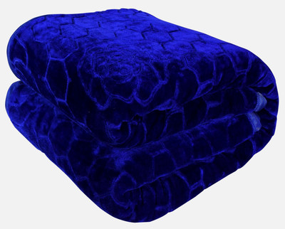 SIMAM Self Design Double Mink Blanket for  Heavy Winter(Microfiber, Blue)
