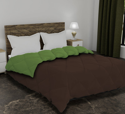 AJISH Solid Single Comforter for  Heavy Winter(Polyester, Brown-Green)