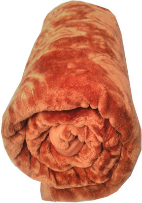 Oshano Solid Single Mink Blanket for  Heavy Winter(Polyester, CAMEL BROWN 2)