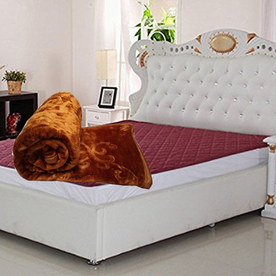 Oshano Solid Double Mink Blanket for  Heavy Winter(Polyester, CAMEL BROWN)