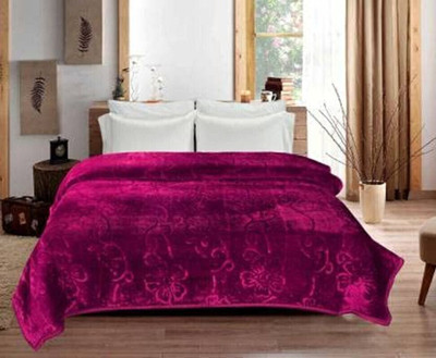Convalexa Floral Double Mink Blanket for  Mild Winter(Microfiber, WINE)