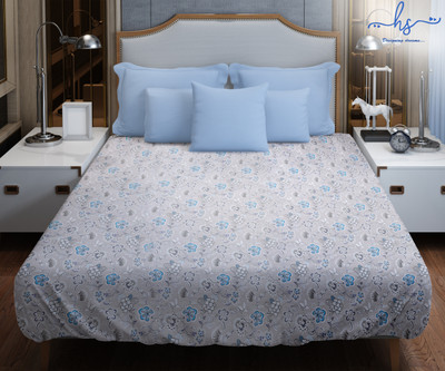 HS DESIGNING DREAMS Printed Double AC Blanket for  AC Room(Poly Cotton, Grey)