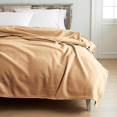 ivaza Solid Double Fleece Blanket for  Mild Winter(Polyester, Gold)