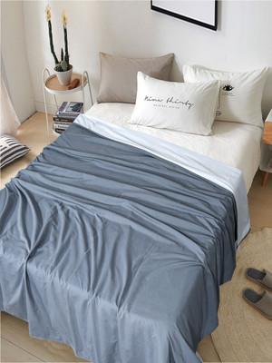 Osonics Textile Solid Double Mink Blanket for  AC Room(Microfiber, Silver)
