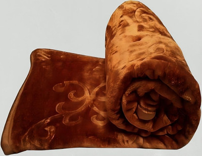 Convalexa Floral Double Mink Blanket for  AC Room(Microfiber, Golden)