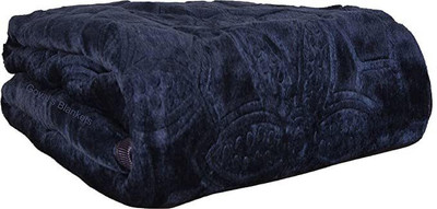 Convallexa Floral Double Mink Blanket for  AC Room(Microfiber, Navy Blue)