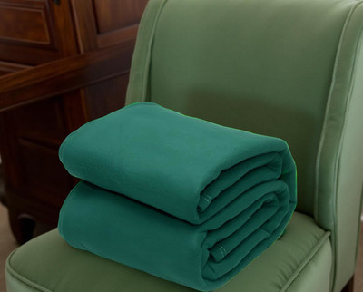 ivaza Solid Single Fleece Blanket for  Mild Winter(Polyester, Green)