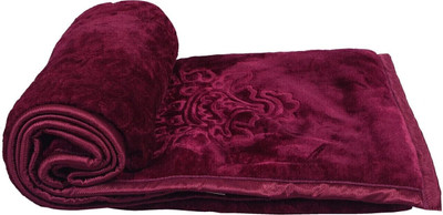 Yati Gallerie Floral King Mink Blanket for  Heavy Winter(Polyester, Wine _Purple)
