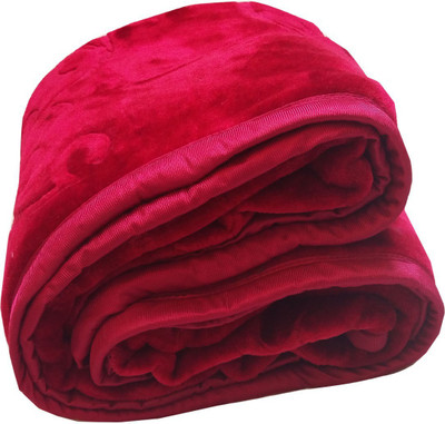 Oshano Floral Double Mink Blanket for  Heavy Winter(Polyester, MAROON 3)