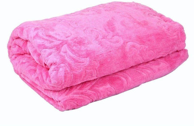 Convalexa Self Design Double Mink Blanket for  Heavy Winter(Microfiber, Pink)