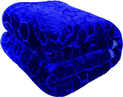 KRYONIX Floral Double Mink Blanket for  Heavy Winter(Microfiber, Blue)