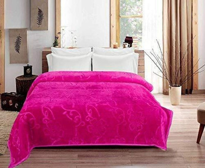 Convalexa Floral Double Mink Blanket for  AC Room(Microfiber, Pink)