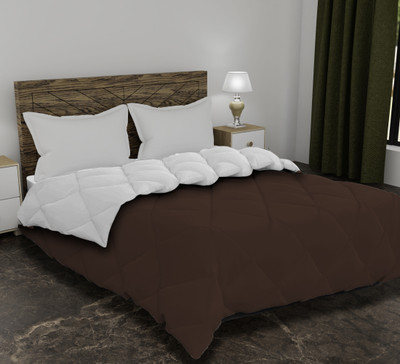 AJISH Solid Single Comforter for  Heavy Winter(Polyester, Brown-White)