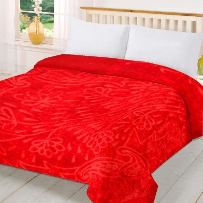 Oshano Solid Single Mink Blanket for  Heavy Winter(Poly Cotton, Red)