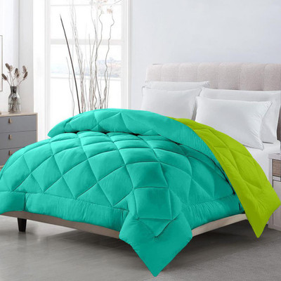 CHICERY Solid Single Comforter for  Heavy Winter(Cotton, Sea Green - Parrot Green)