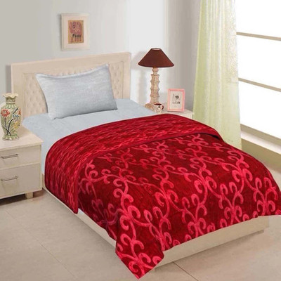 SHOORAAY Floral Double Mink Blanket for  Heavy Winter(Microfiber, Maroon)