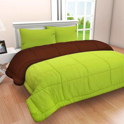 Comfowell Solid Single Comforter for  Heavy Winter(Poly Cotton, Brown, Green)