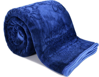 Convallexa Floral Double Mink Blanket for  Mild Winter(Microfiber, Blue)