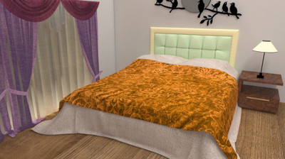 Oshano Floral Double Mink Blanket for  Heavy Winter(Polyester, CAMEL BROWN)