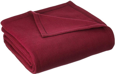 Swarg homes Solid Double Fleece Blanket for  AC Room(Polyester, Maroon)