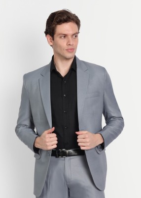 FIVEFEB Solid Single Breasted Formal, Casual, Party Men Blazer(Grey)