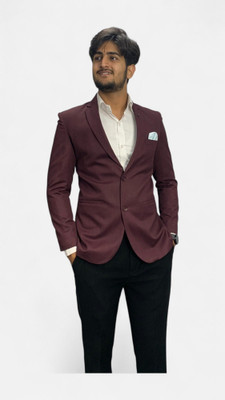 gargian master cut Solid Single Breasted Formal, Party Men Blazer(Maroon)