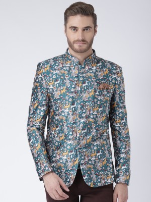 Hangup Printed Bandhgala Casual Men Blazer(Multicolor)