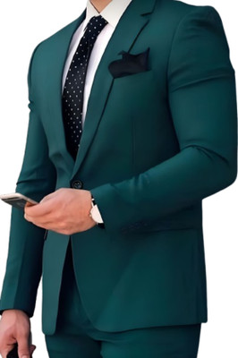 TRULYFEB Solid Single Breasted Formal, Festive Men Blazer(Green)
