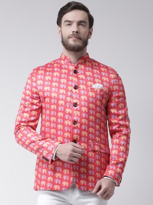 Hangup Printed Bandhgala Party Men Blazer(Multicolor)