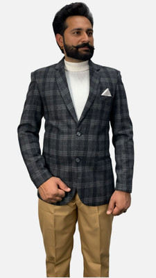 gargian master cut Self Design Single Breasted Wedding Men Blazer(Grey)