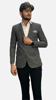 gargian master cut Solid Single Breasted Formal Men Blazer(Black)