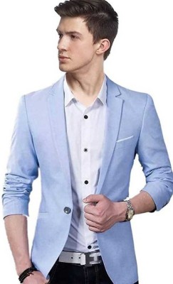 TRULYFEB Solid Single Breasted Casual, Festive, Festive & Wedding, Formal, Wedding, Party Men Blazer(Light Blue)