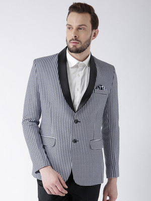 Hangup Printed Tuxedo Style Casual Men Blazer(Multicolor)