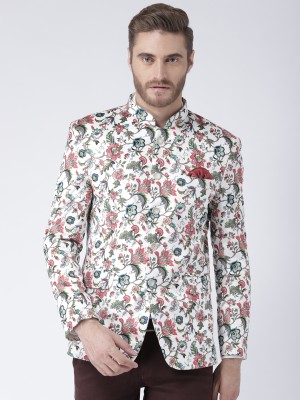 Hangup Printed Bandhgala Party Men Blazer(Multicolor)