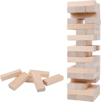 arovemic Premium Wooden Block Stacking Game - Family Fun & Skill-Building(Brown)