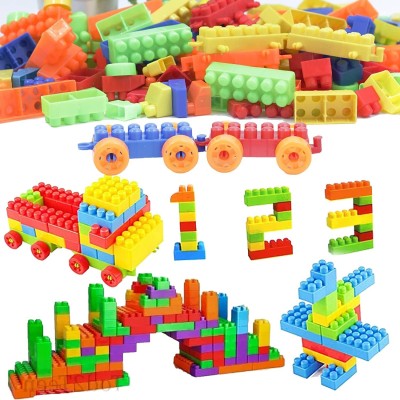 SATSUN ENTERPRISE 60/PCS DIY Building Blocks Creative Bricks Construction(52 Pieces + 8 Tyres)(Multicolor)