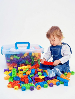 SUJANI DIY Plastic Building Blocks for Kids 100+ pcs(Multicolor)