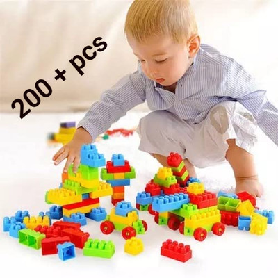 DevDarsh Vibrant Building Bricks and Blocks 200+pcs Set for Kids(Multicolor)