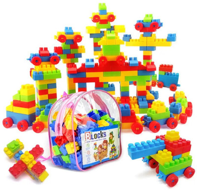 ARIZON ENTERPRISE DIY Plastic Building Blocks for Kids with Deluxe Bag packing Blocks 127+pcs(Multicolor)