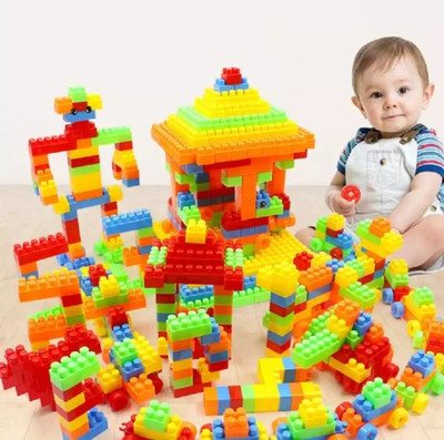MBK 100 Pcs Colorful Plastic Home Building Blocks Toy Set for Kids(Multicolor)