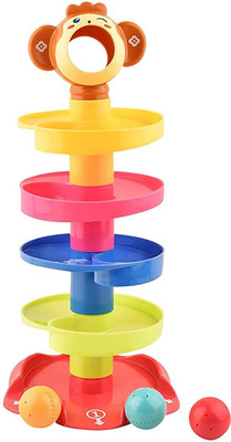 Braintastic Roll Stack Ball Drop and Roll Swirling Tower Ramp Toys for Baby and Toddler(Multicolor)