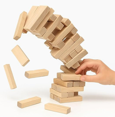 arovemic Jenga Building Blocks (54) - Fun Skill & Strategy Game(Brown)