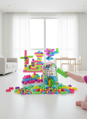 TechHark 50+ Educative Block Set Building Blocks for Kids Puzzle Train Toy Set Blocks(Multicolor)